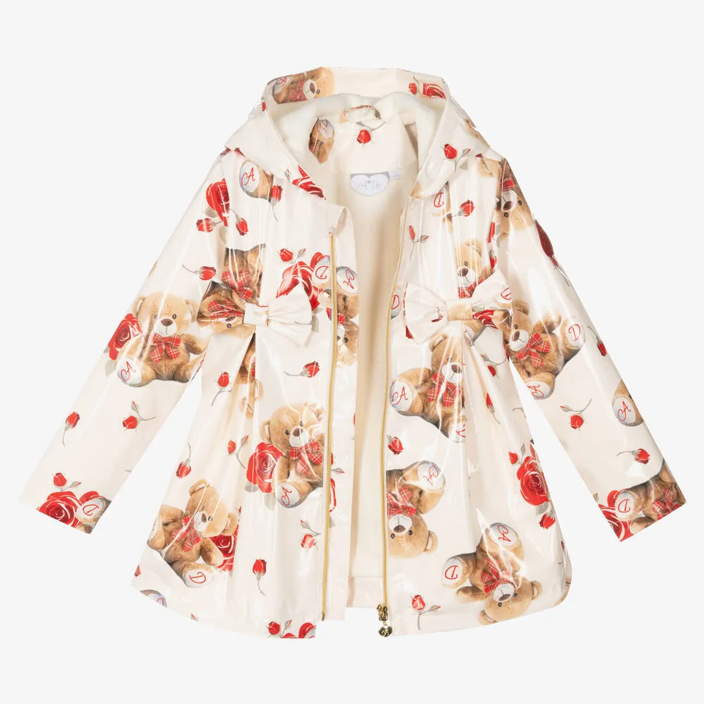 Girls Ivory Teddy Raincoat