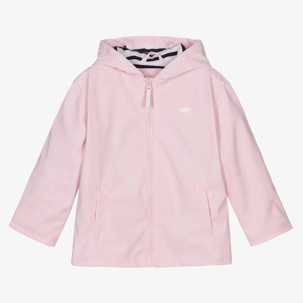 Girls Pink Hooded Raincoat