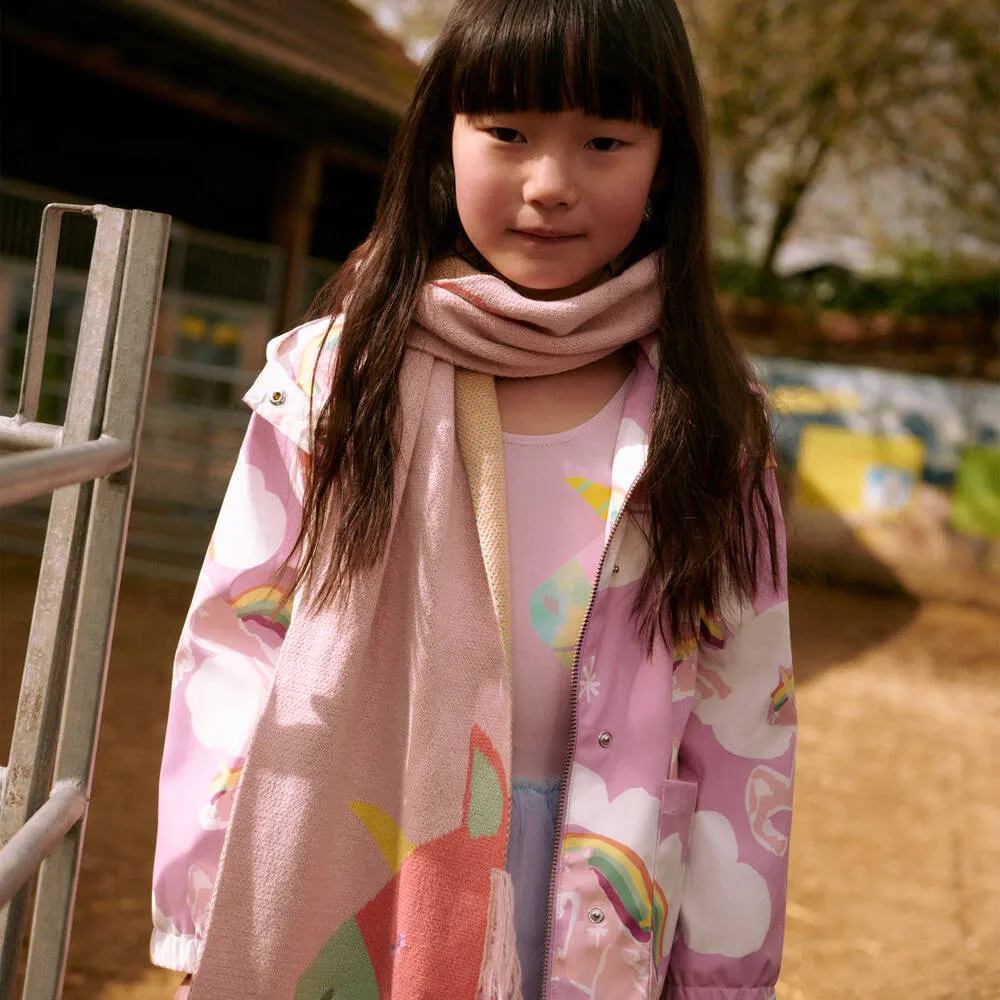 Girls Pink Rainbow & Unicorn Raincoat