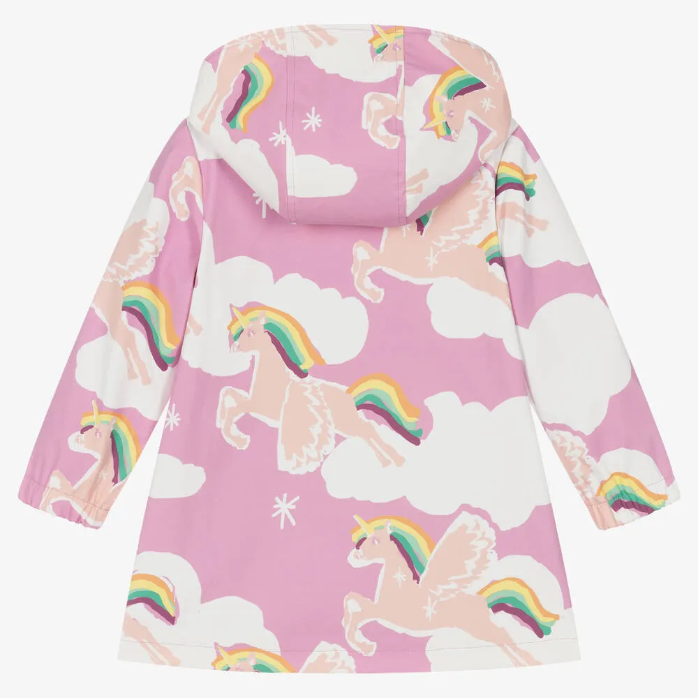 Girls Pink Rainbow & Unicorn Raincoat