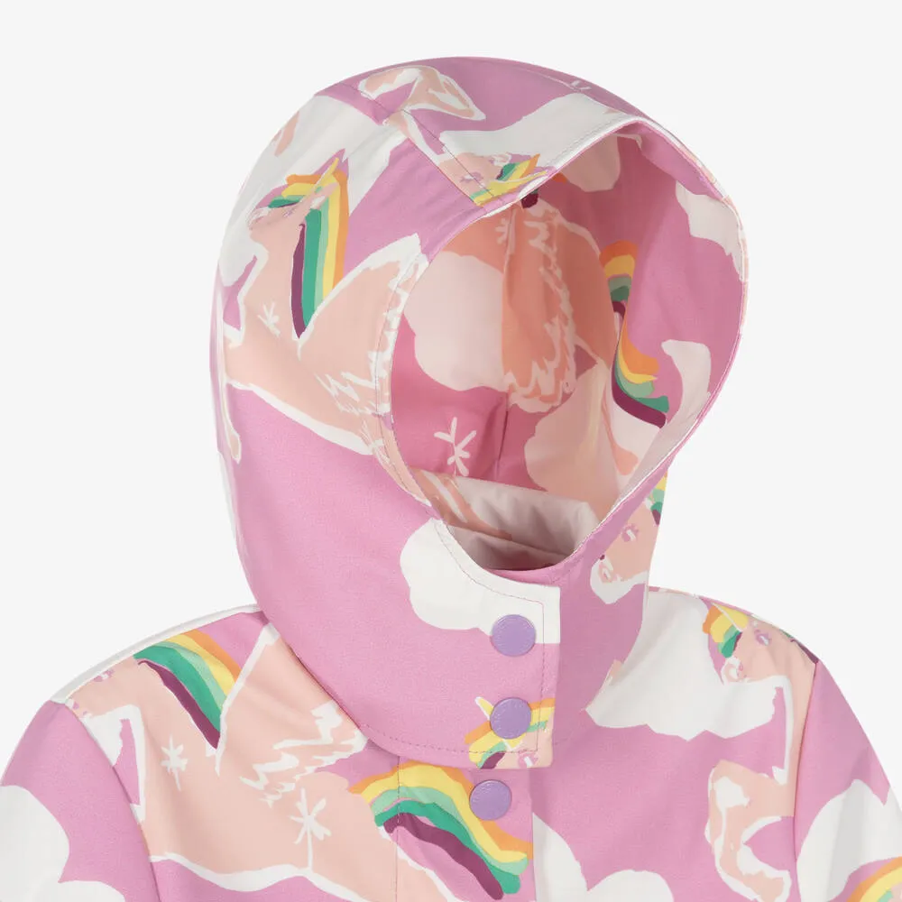 Girls Pink Rainbow & Unicorn Raincoat