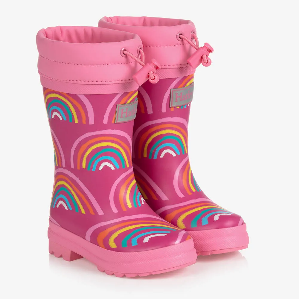 Girls Pink Rainbows Rain Boots