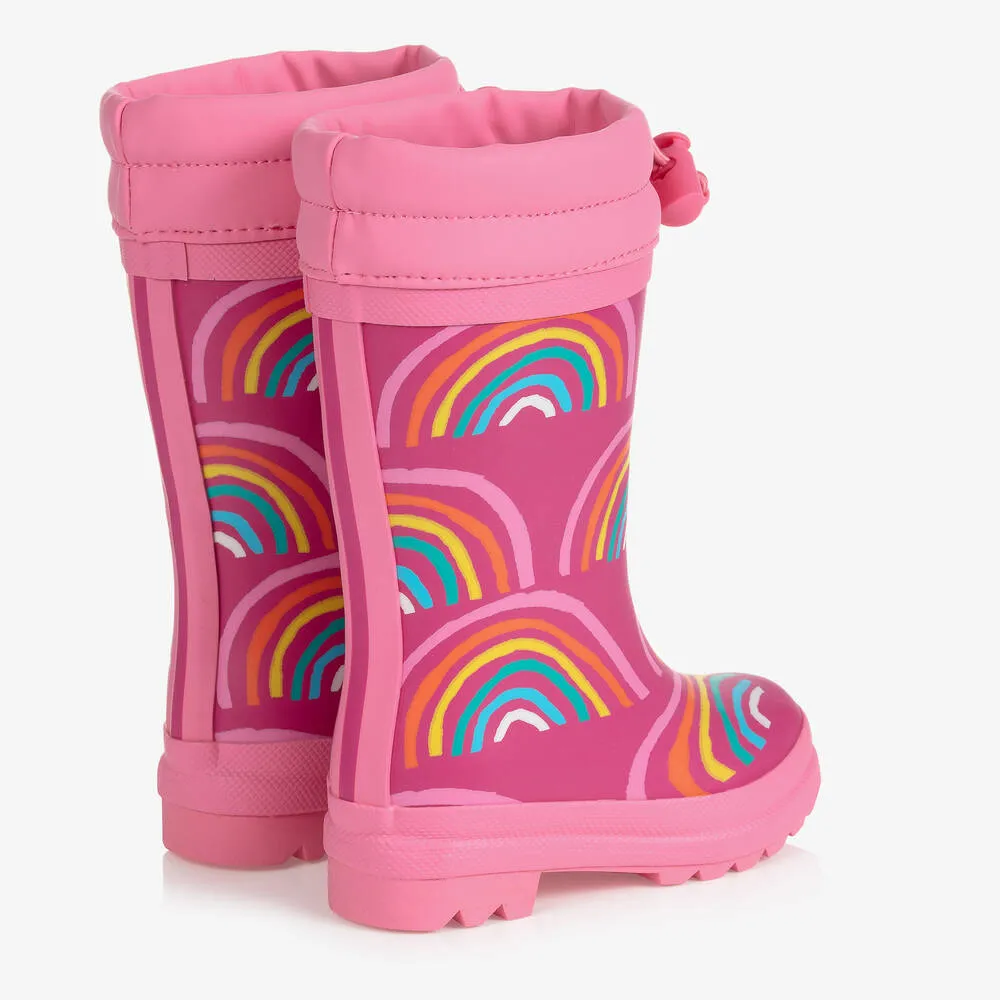 Girls Pink Rainbows Rain Boots