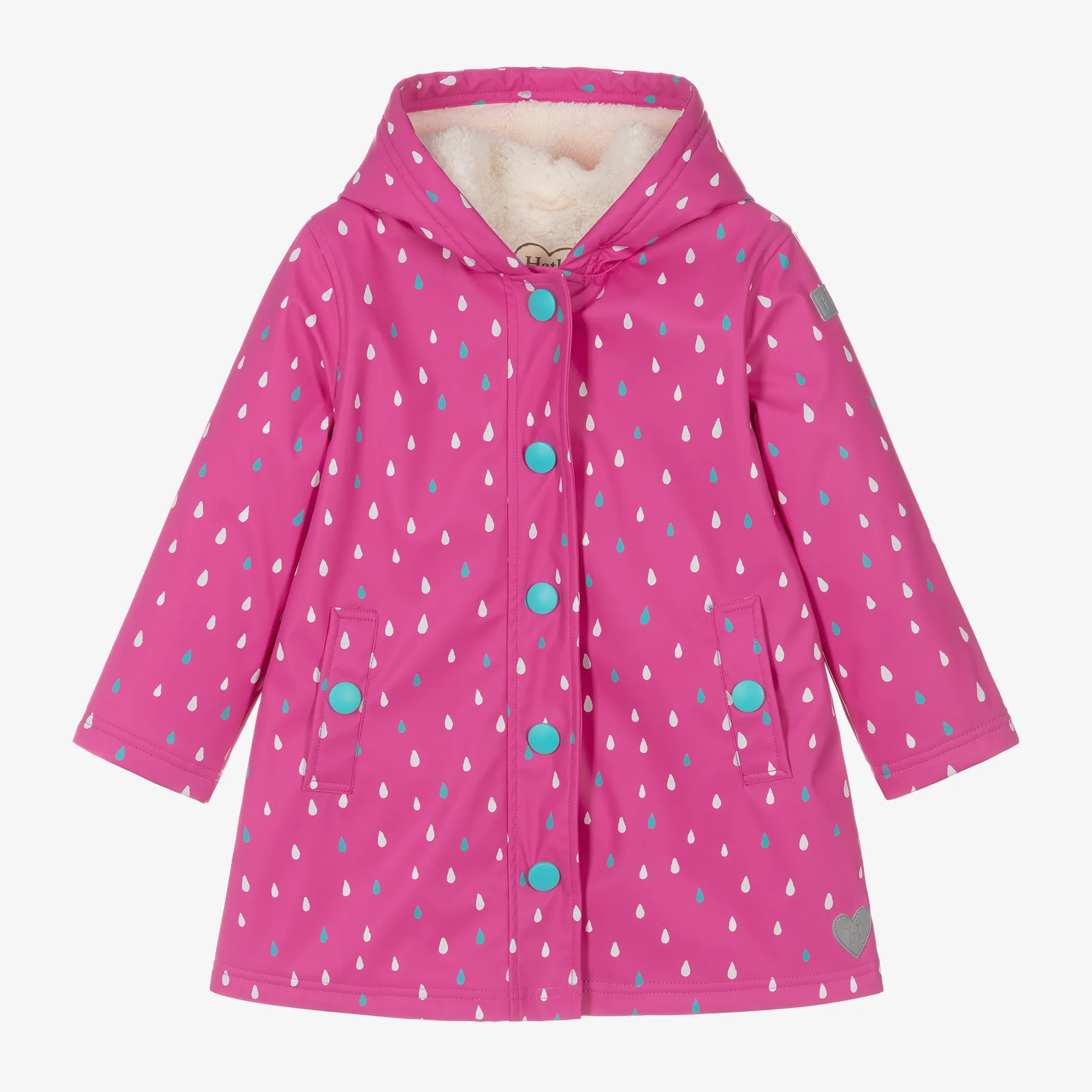 Girls Pink Raindrop Raincoat