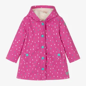 Girls Pink Raindrop Raincoat