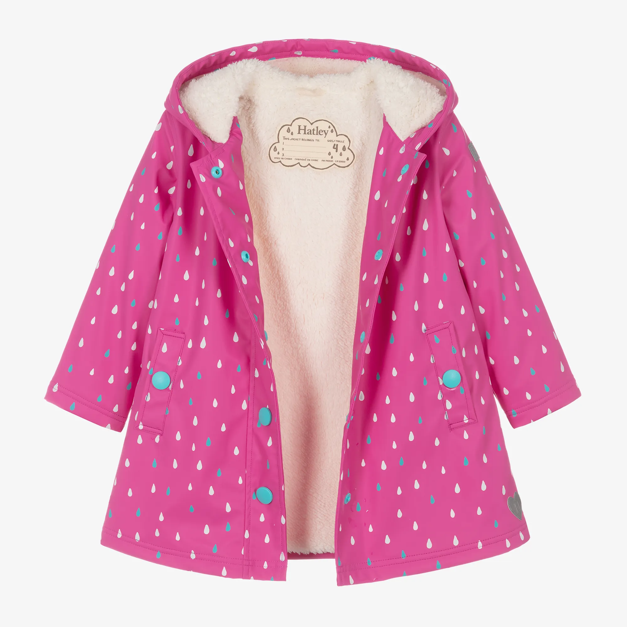 Girls Pink Raindrop Raincoat