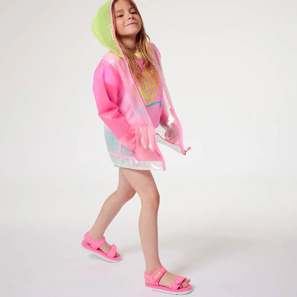 Girls Pink Transparent Raincoat