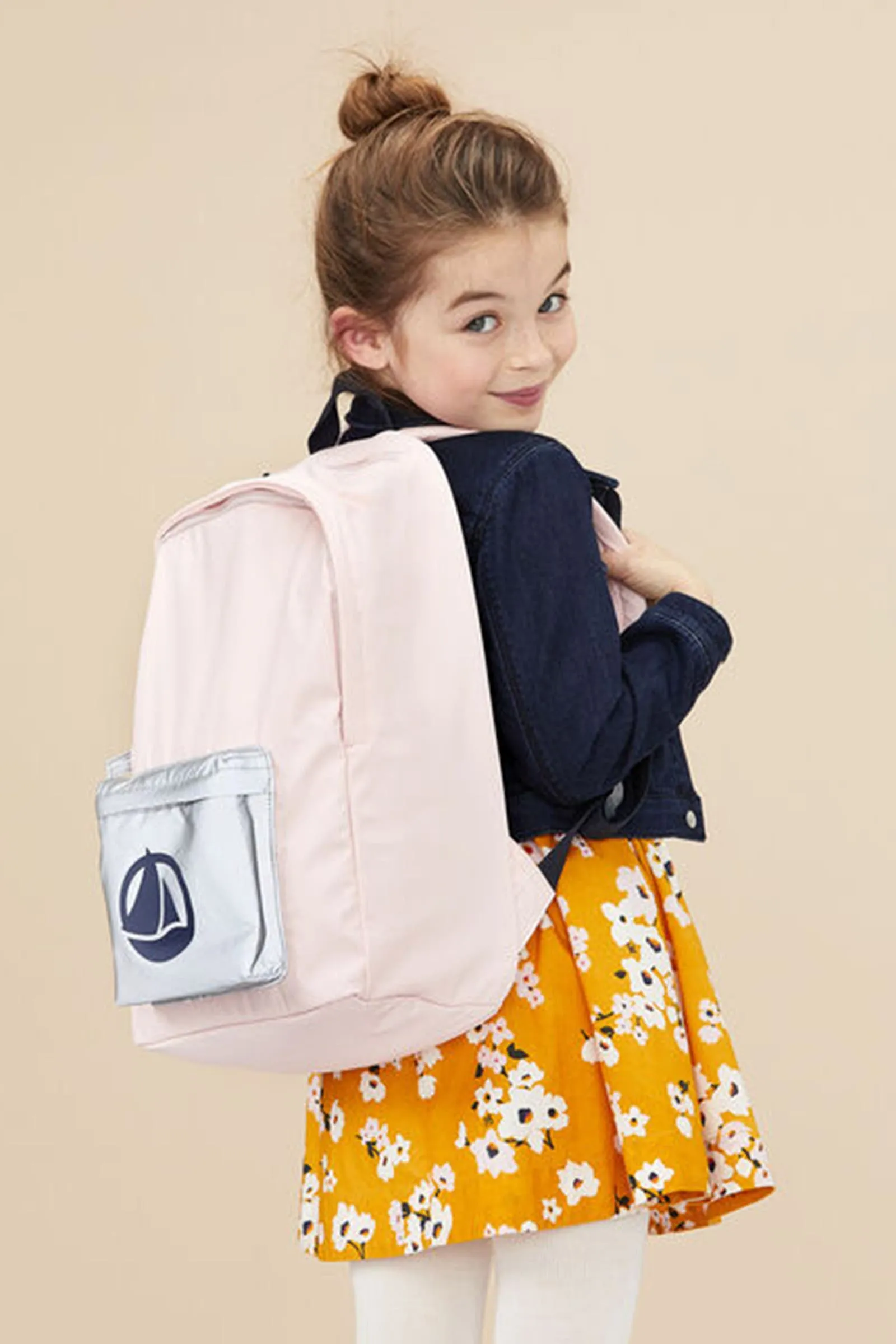 Girl's Pink With Grey Hoodie Backpack