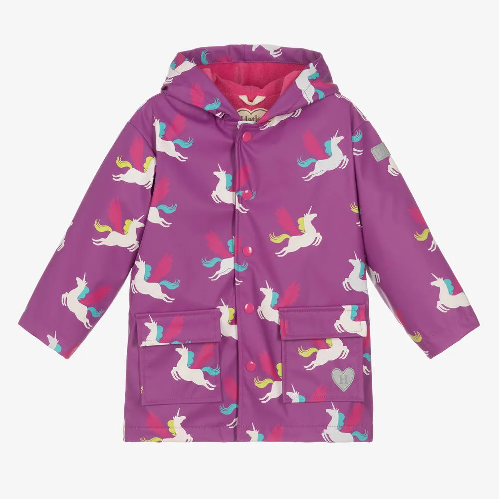 Girls Purple Pretty Pegasus Raincoat