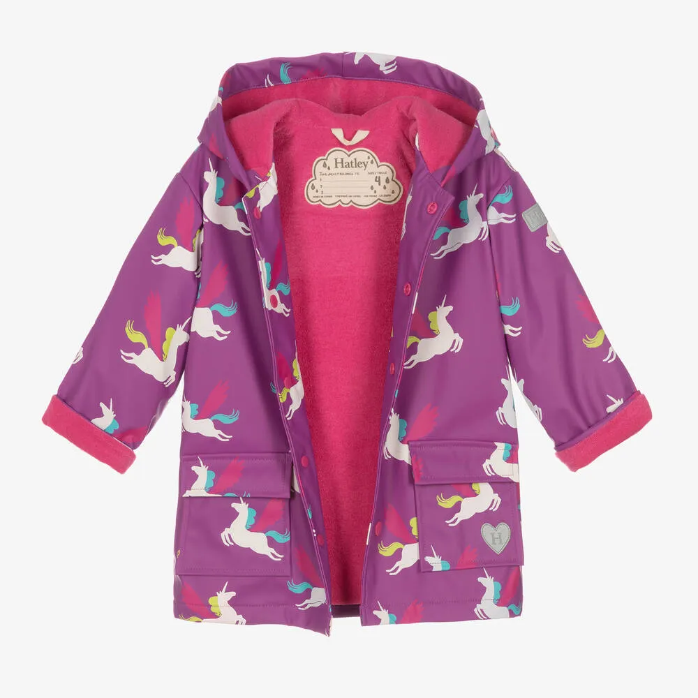 Girls Purple Pretty Pegasus Raincoat