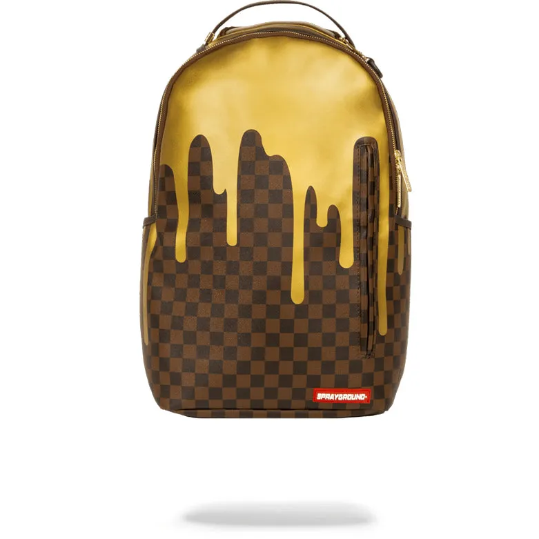 GOLD CHECKERED DRIPS  BACKPACK - GOLD