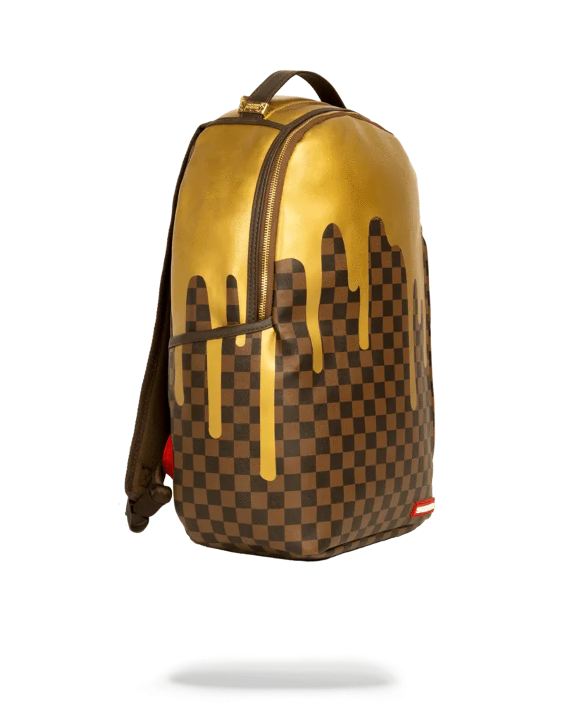 GOLD CHECKERED DRIPS  BACKPACK - GOLD