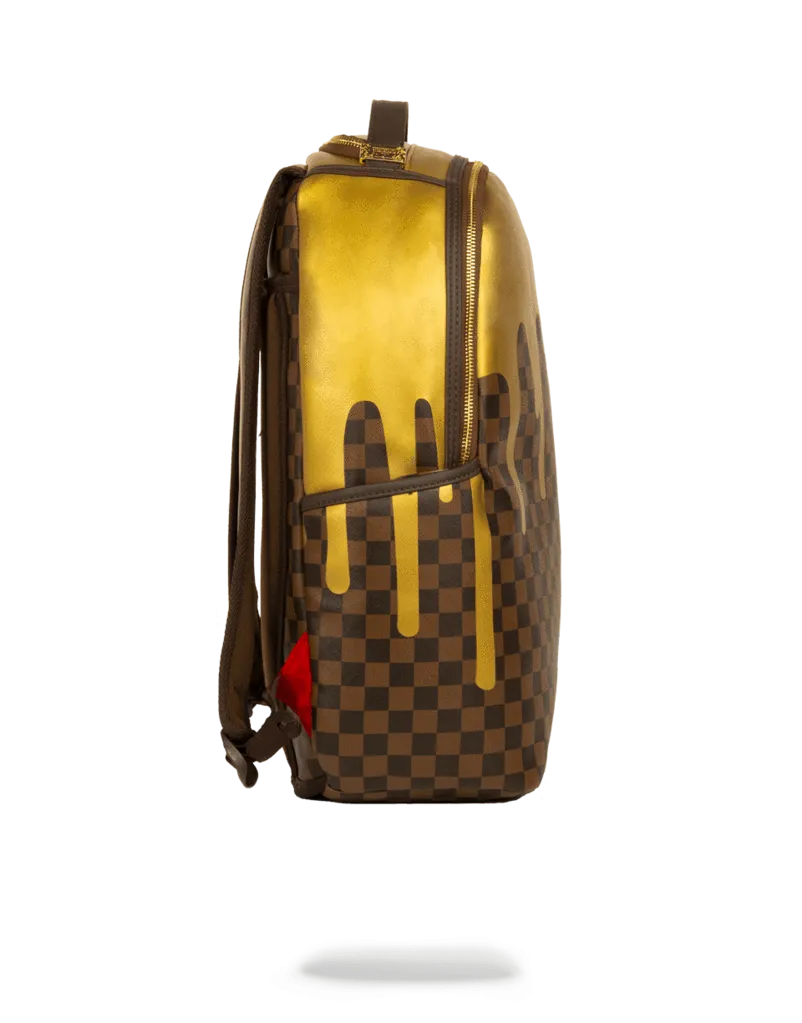 GOLD CHECKERED DRIPS  BACKPACK - GOLD