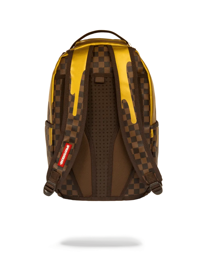 GOLD CHECKERED DRIPS  BACKPACK - GOLD