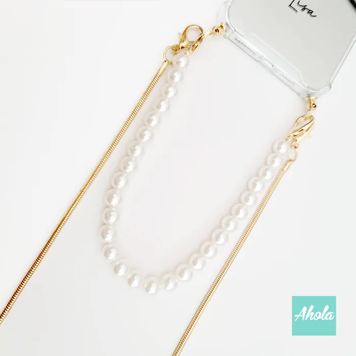 Gold Crossbody Chain + Short Faux Pearl Strap 金色斜背鏈+人造珍珠掛繩