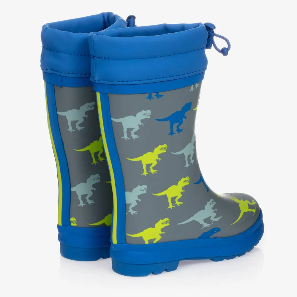 Grey Dinosaur Rain Boots