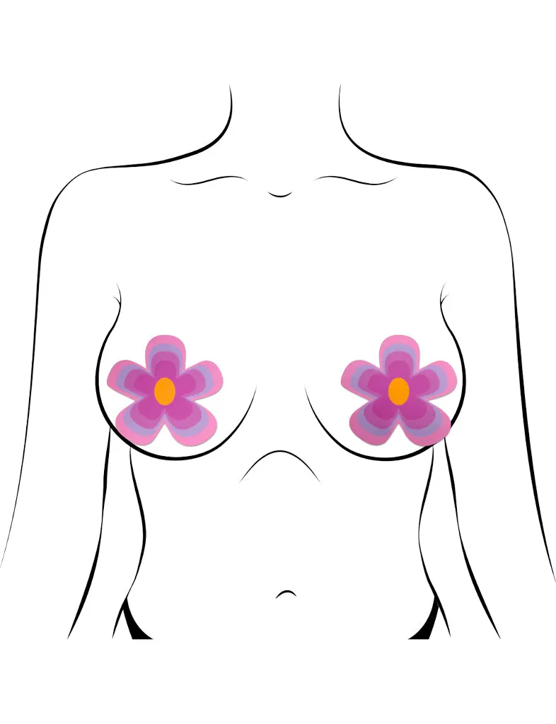 GROOVY FLOWER NIPPLE PASTIES - PURPLE