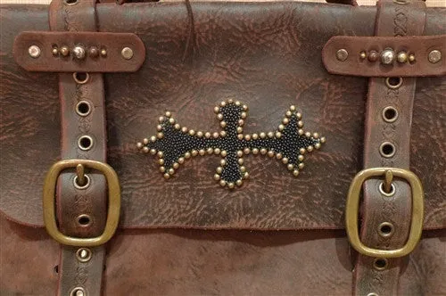 Jeff Gallea Leather Studded Messenger Bag