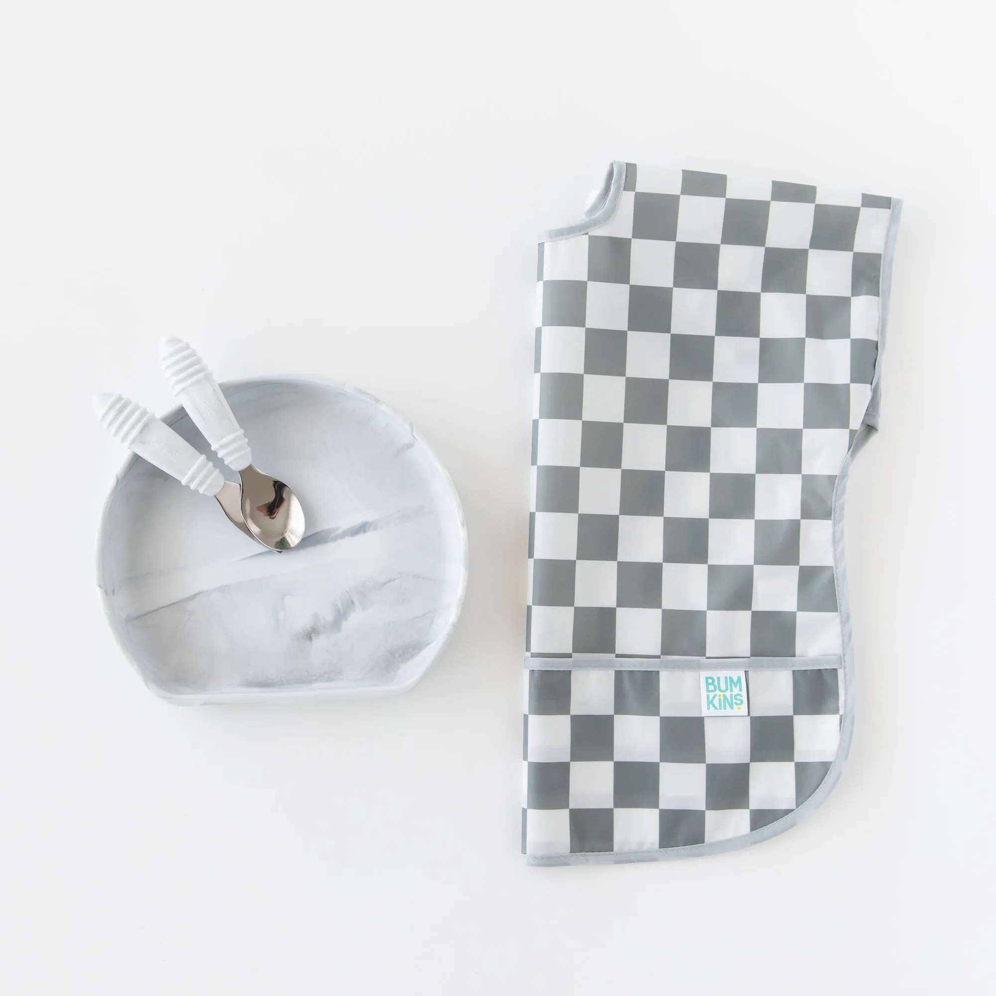 Junior Bib: Charcoal Check