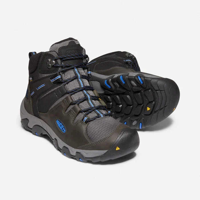 Keen Mens Steens Mid Waterproof Hiking Boot- Magnet/Blue Sky