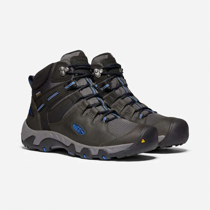 Keen Mens Steens Mid Waterproof Hiking Boot- Magnet/Blue Sky