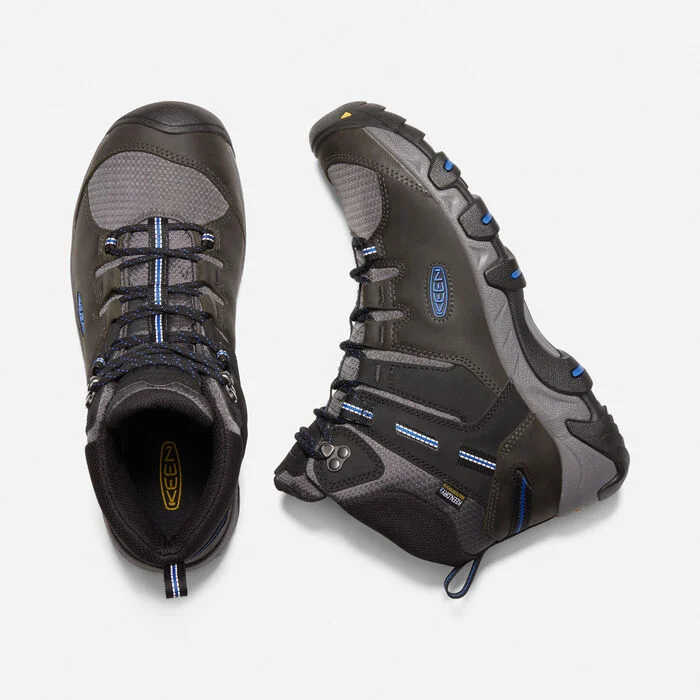 Keen Mens Steens Mid Waterproof Hiking Boot- Magnet/Blue Sky