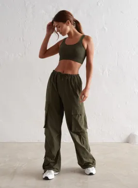 Khaki Windbreaker Parachute Pants