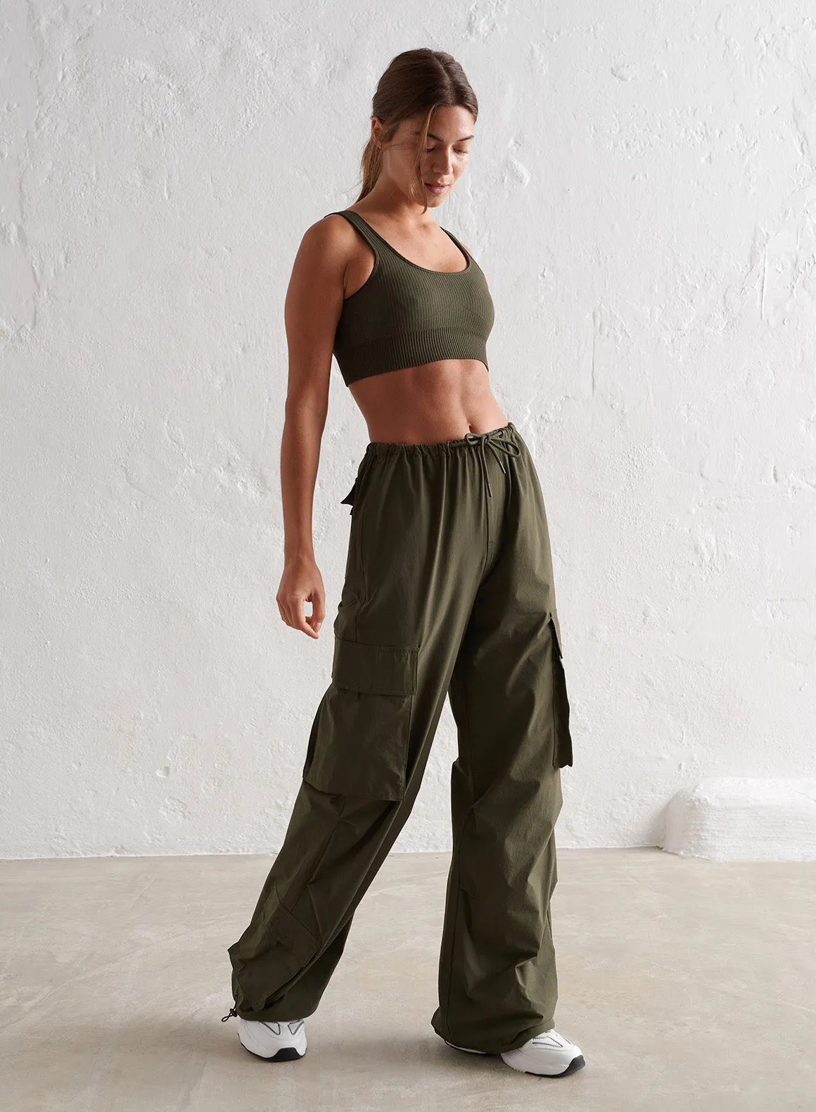 Khaki Windbreaker Parachute Pants