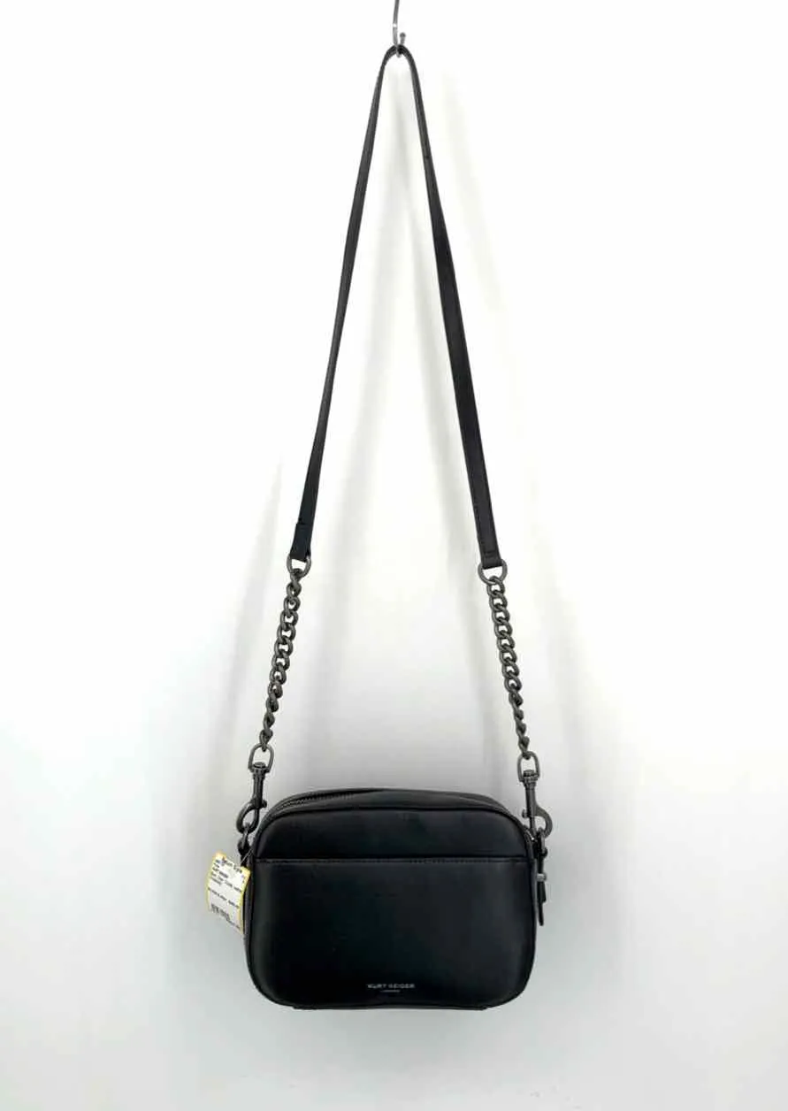 KURT GEIGER Black Clear Crystal Leather Crossbody Purse