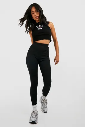 Leggings | Petite Basic High Waisted Rib Leggings | boohoo