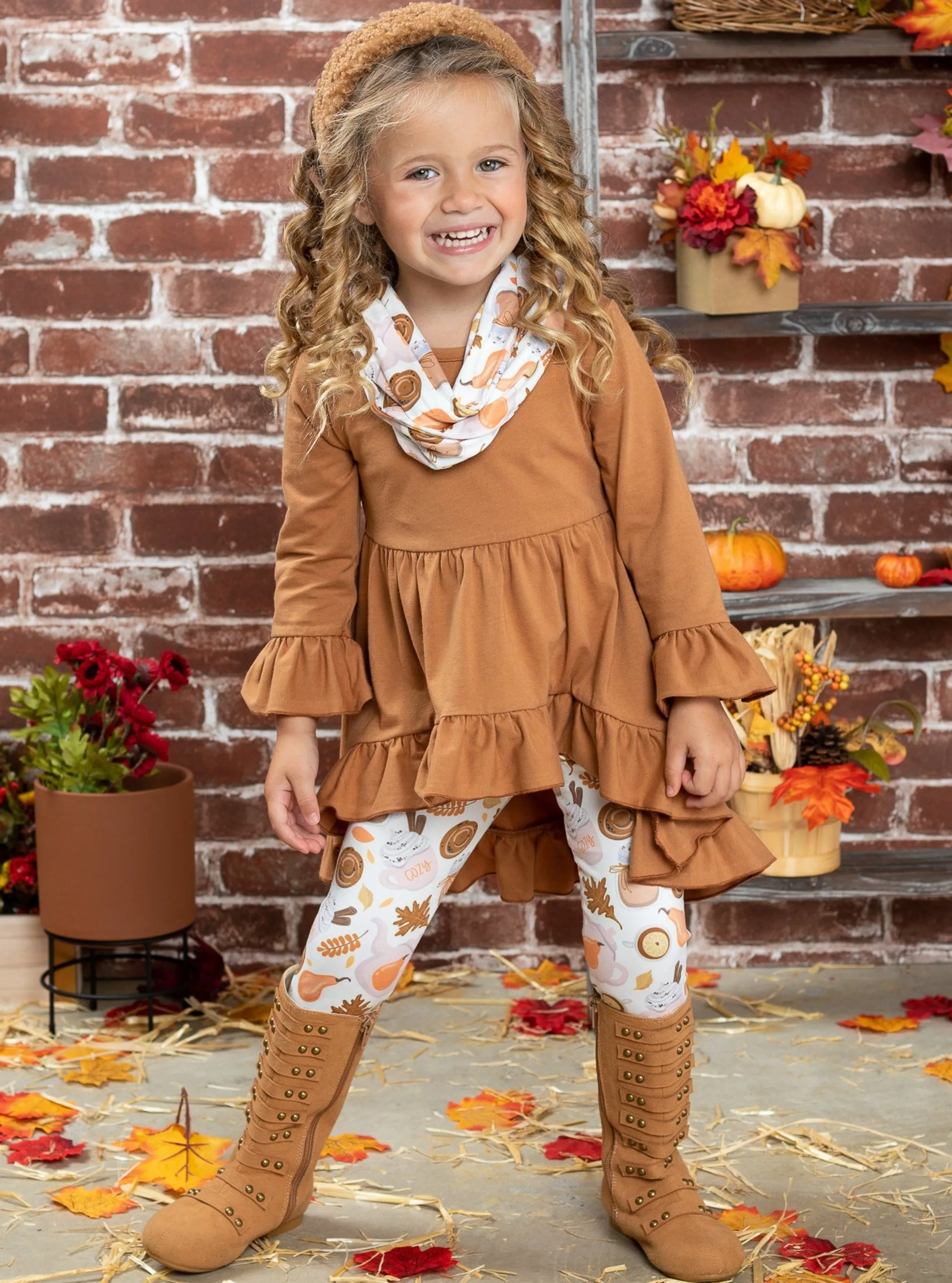 Life is Sweet Hi-Lo Tunic, Leggings And Scarf Set