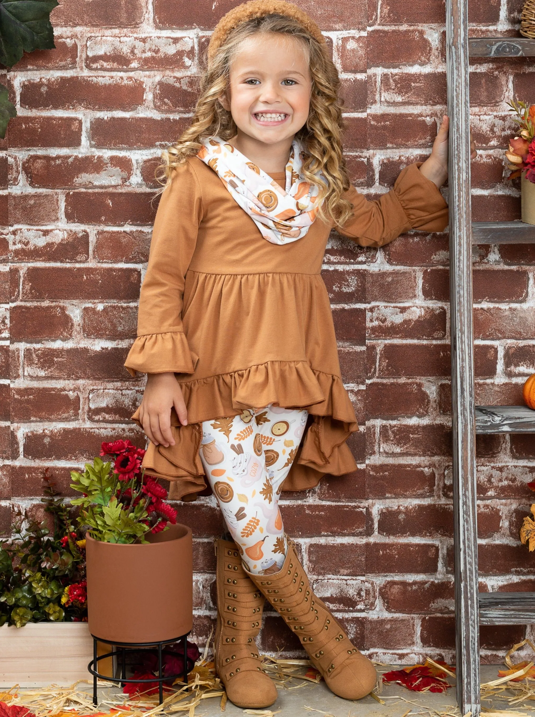 Life is Sweet Hi-Lo Tunic, Leggings And Scarf Set