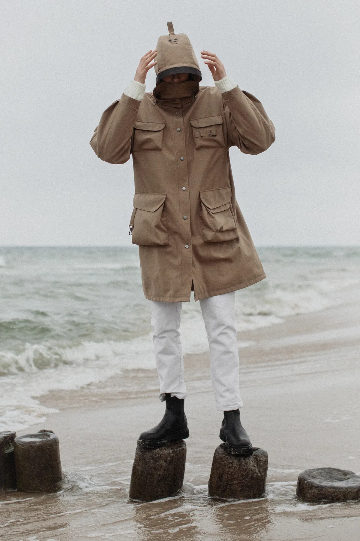 Marila Recycled Materials Raincoat - Sand