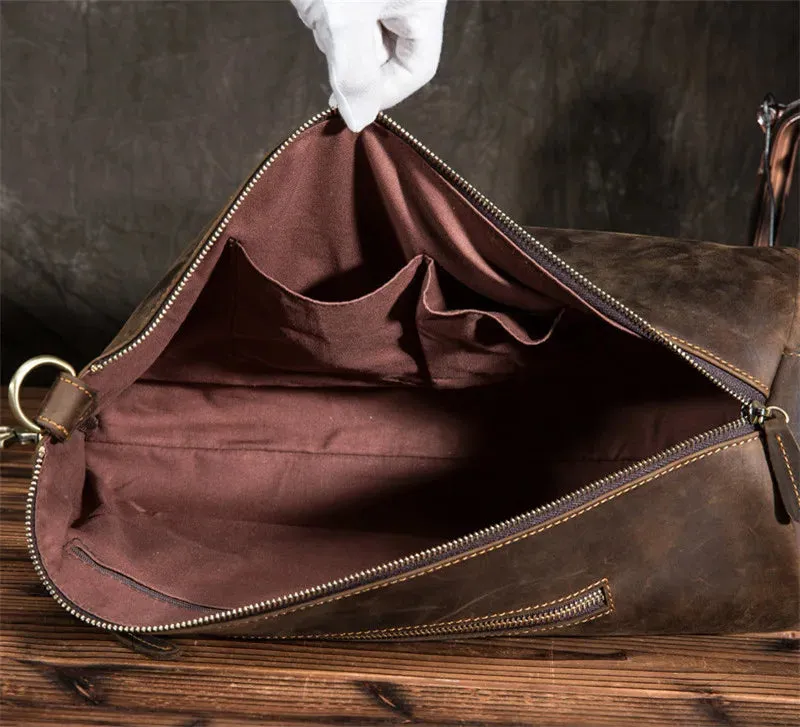 Men's Vintage Barrel-shaped Genuine Leather Casual Chest Bag