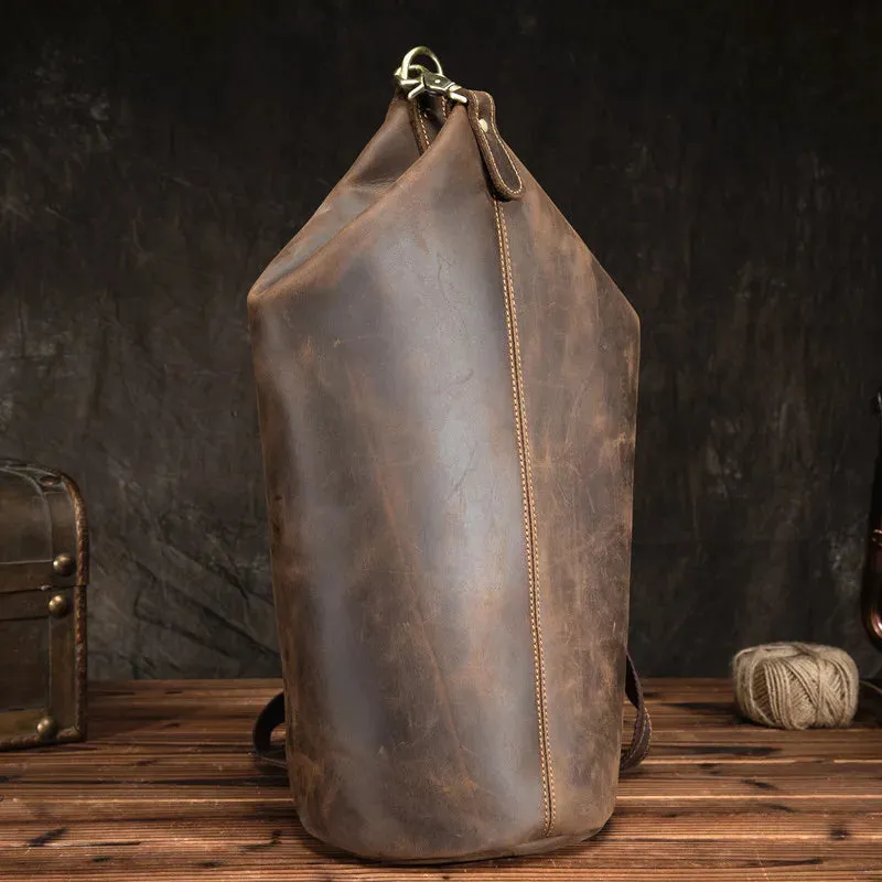 Men's Vintage Barrel-shaped Genuine Leather Casual Chest Bag