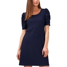 MSK Womens Ruched Sleeves Eyelet Sheath Dress