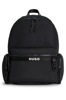 Multi-pocket backpack with contrast logo