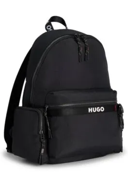 Multi-pocket backpack with contrast logo