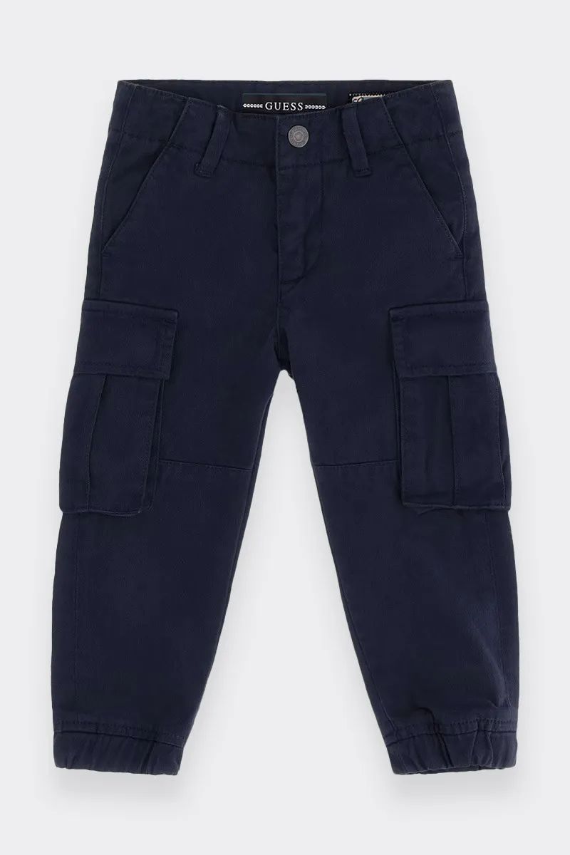 PANTALONE CARGO GABARDINE BLU