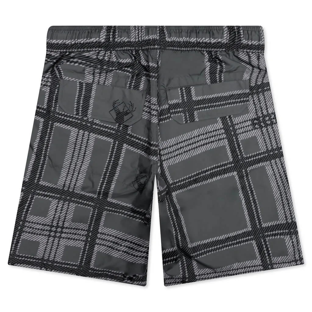 Plaid Ripstop Cargo Short - Black