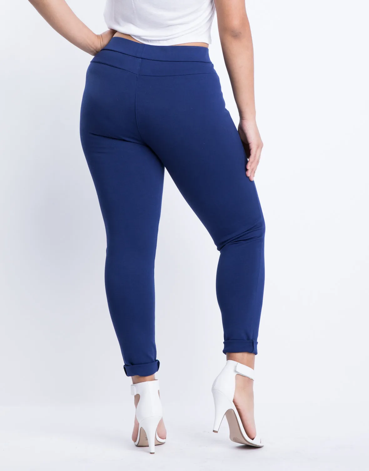 Plus Size Lined Up Zipper Leggings