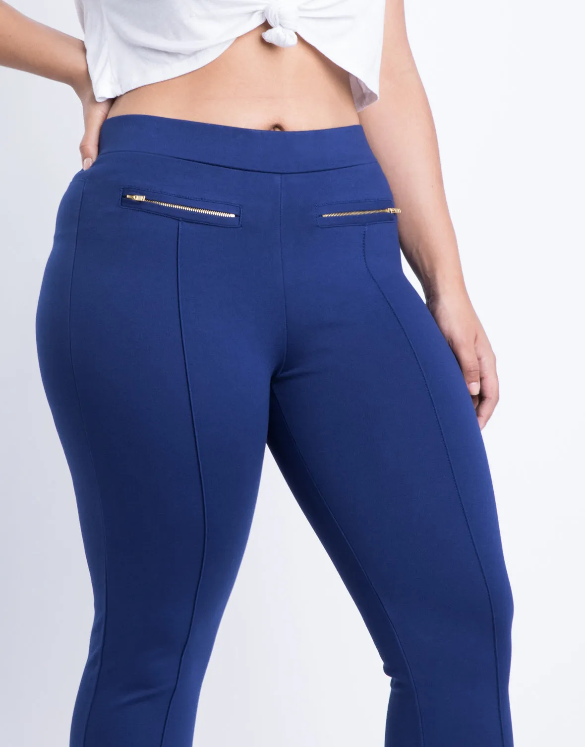 Plus Size Lined Up Zipper Leggings