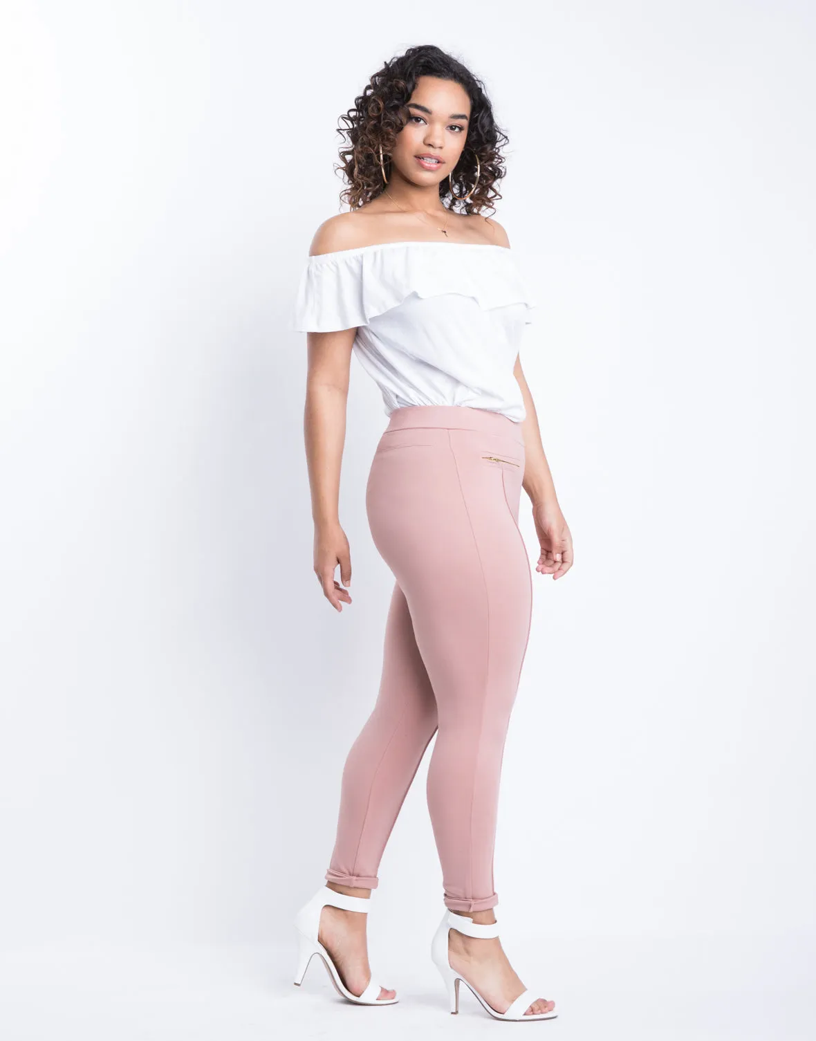 Plus Size Lined Up Zipper Leggings