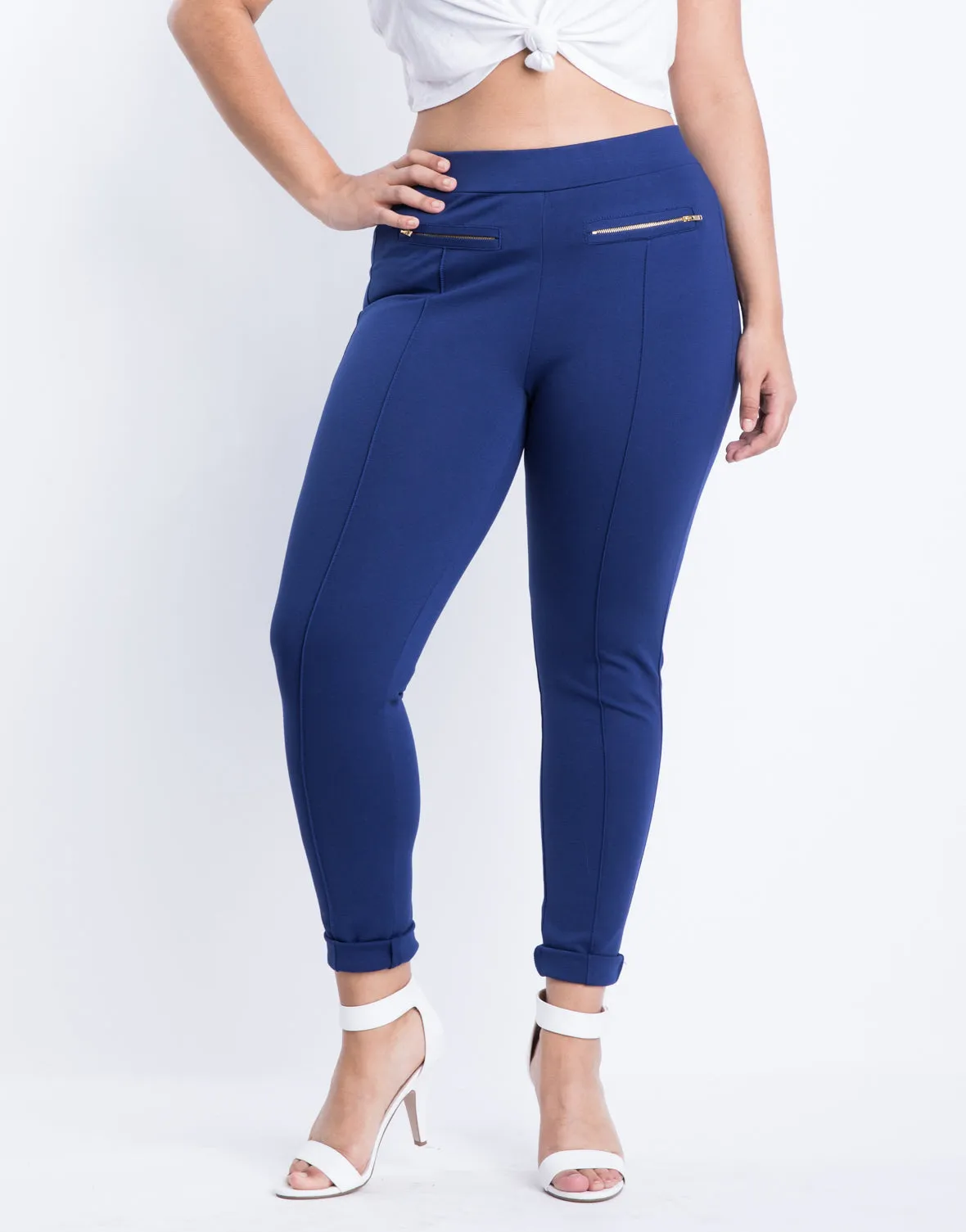 Plus Size Lined Up Zipper Leggings