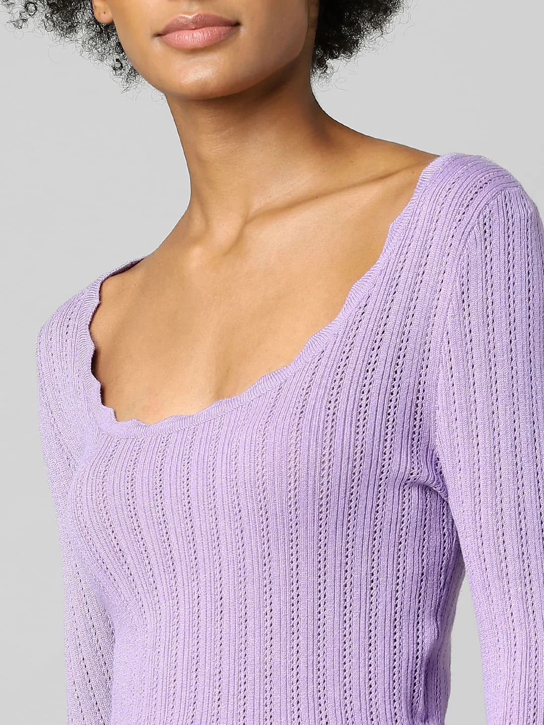 Purple Scoop Neck Pullover