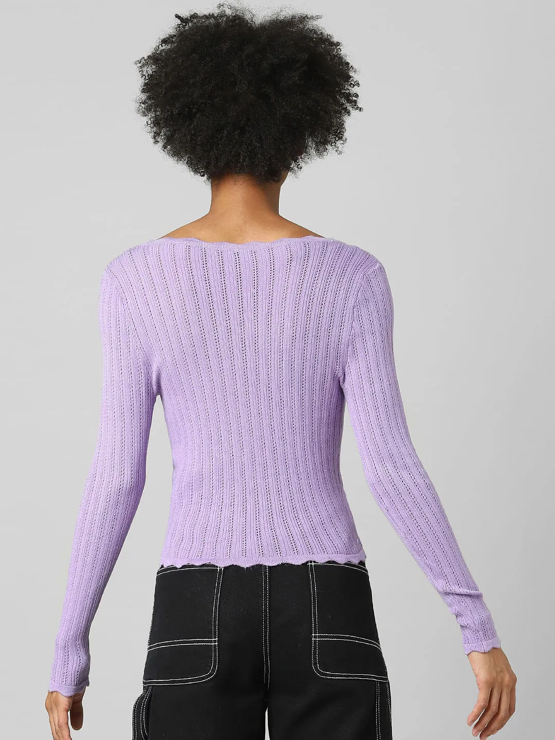 Purple Scoop Neck Pullover