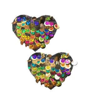 RAINBOW GOLD SEQUIN HEART NIPPLE PASTIES