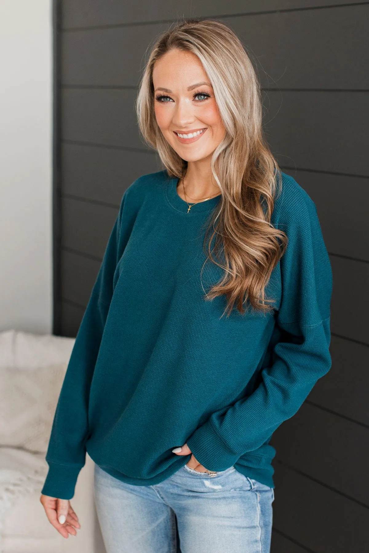 Rule The Room Pullover Top- Teal