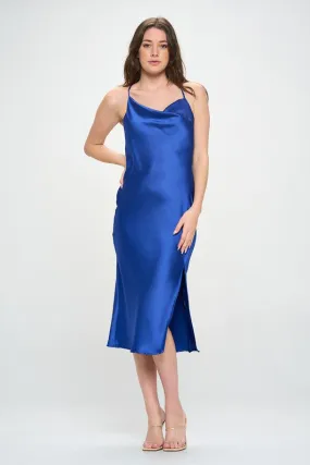 Satin Bias Slip Dress with Slit