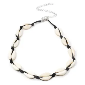 Sea Shell Rope Choker Black